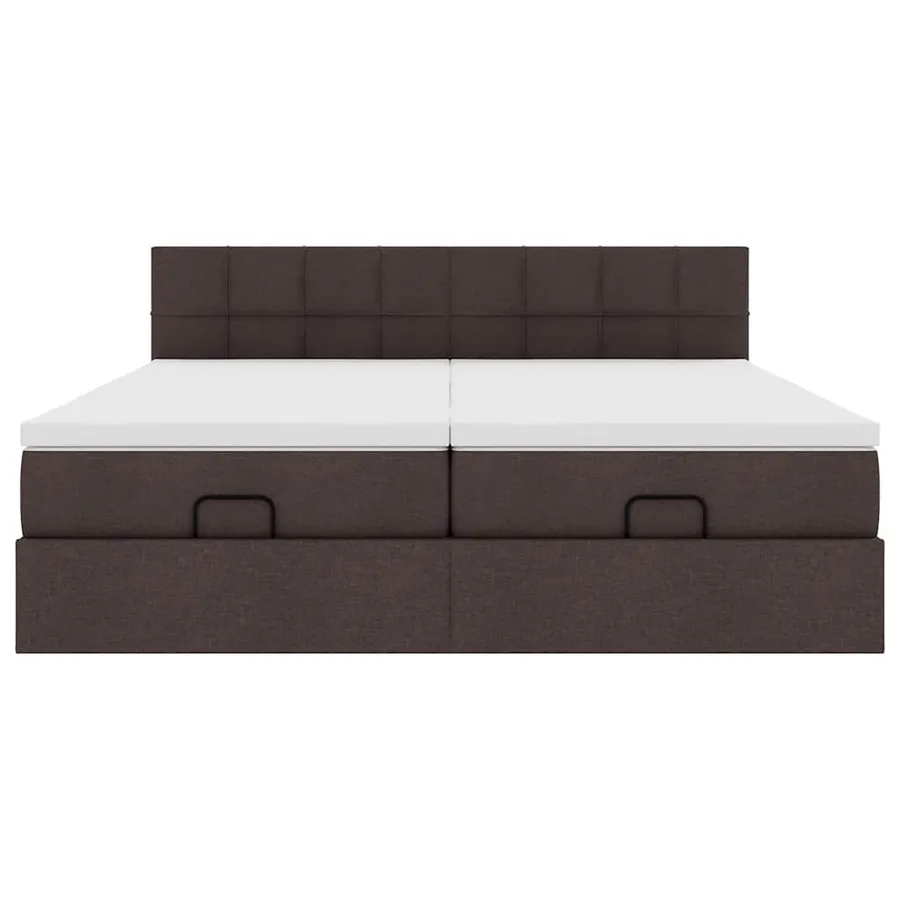 Cadre de lit ottoman avec matelas marron foncé 180x200 cm tissu - 8