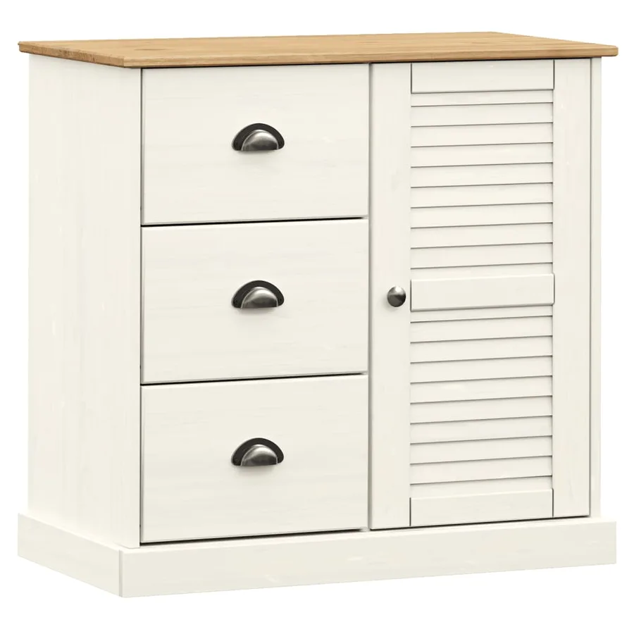 Buffet haut VIGO blanc 78x40x175 cm bois massif de pin - 10