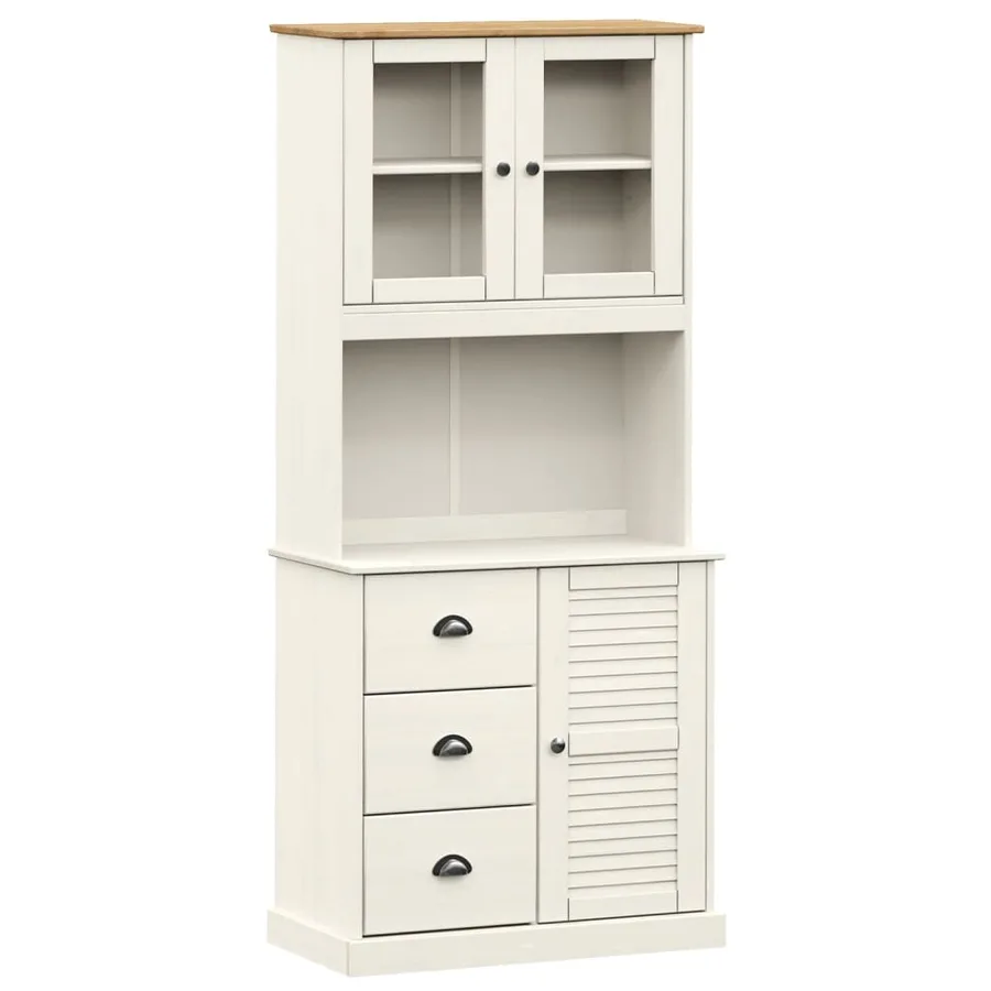 Buffet haut VIGO blanc 78x40x175 cm bois massif de pin - 2