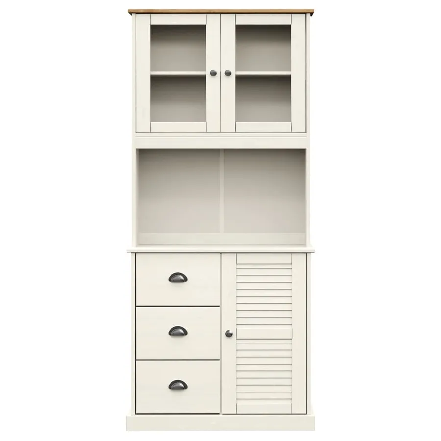 Buffet haut VIGO blanc 78x40x175 cm bois massif de pin - 5