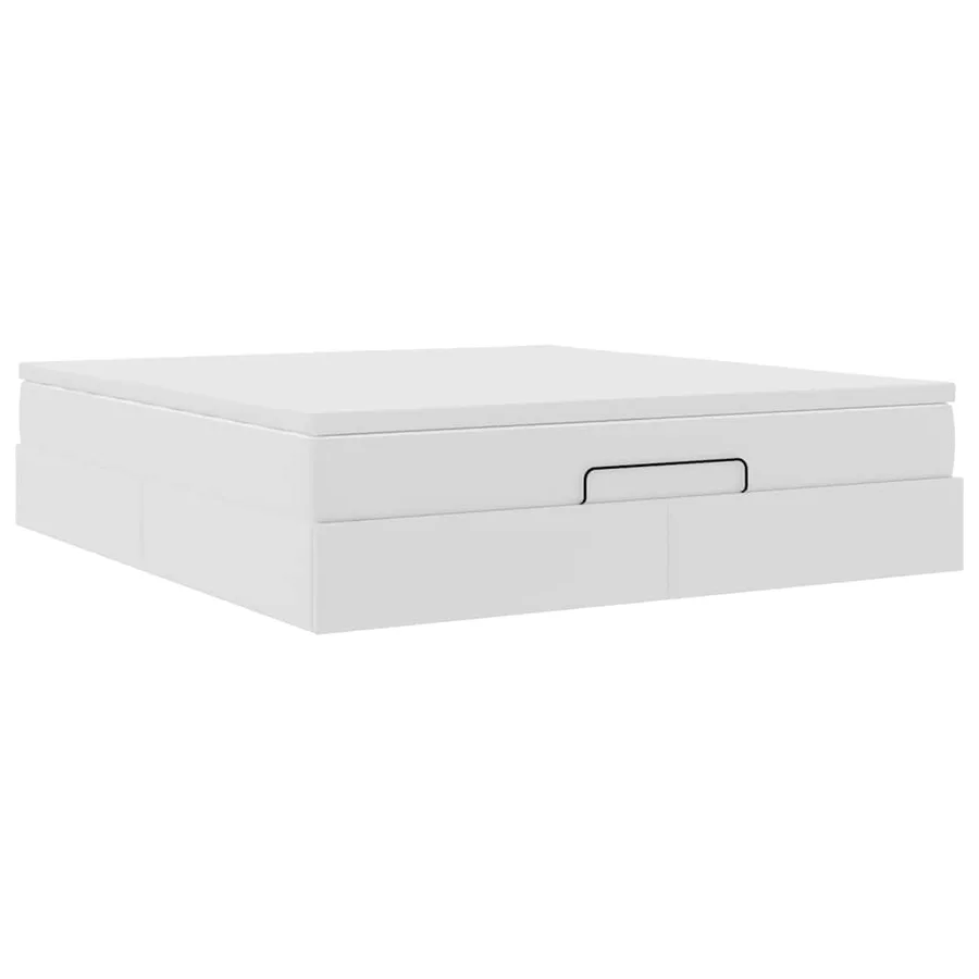 Cadre de lit ottoman avec matelas blanc 160x200 cm similicuir - 6