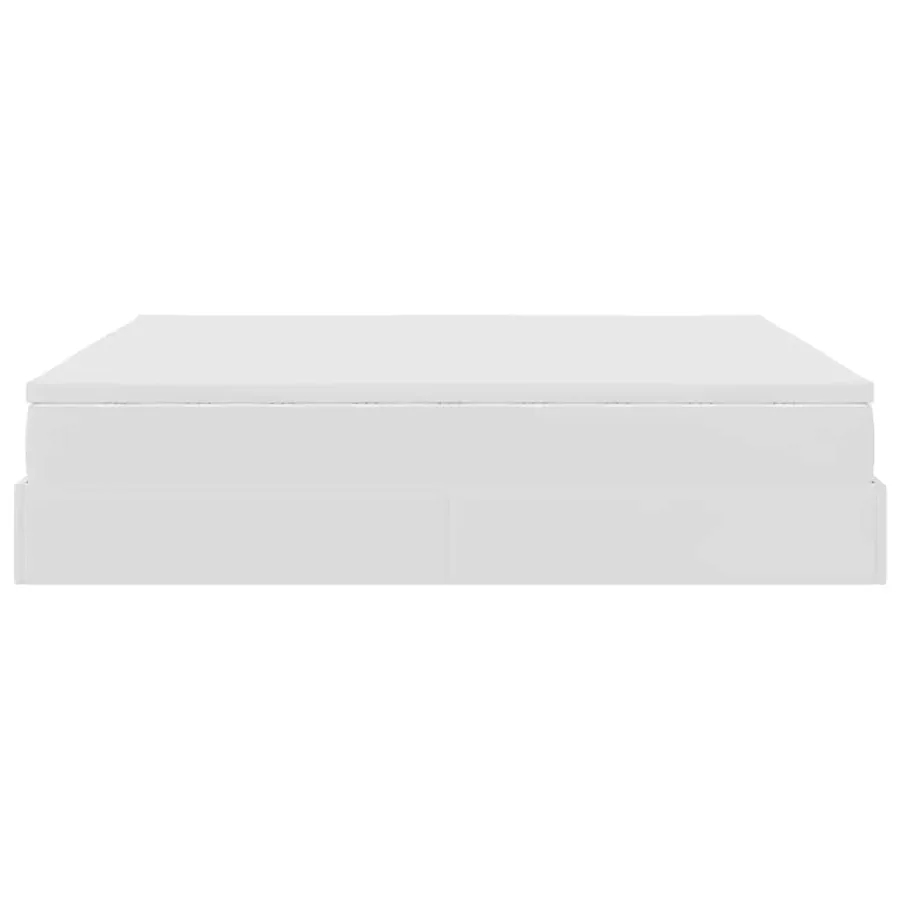 Cadre de lit ottoman avec matelas blanc 160x200 cm similicuir - 9