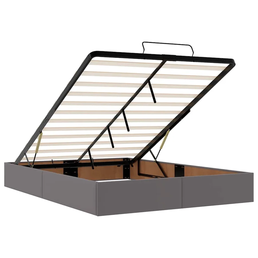 Lit ottoman avec matelas & LED Gris 140x200cm similicuir - 11