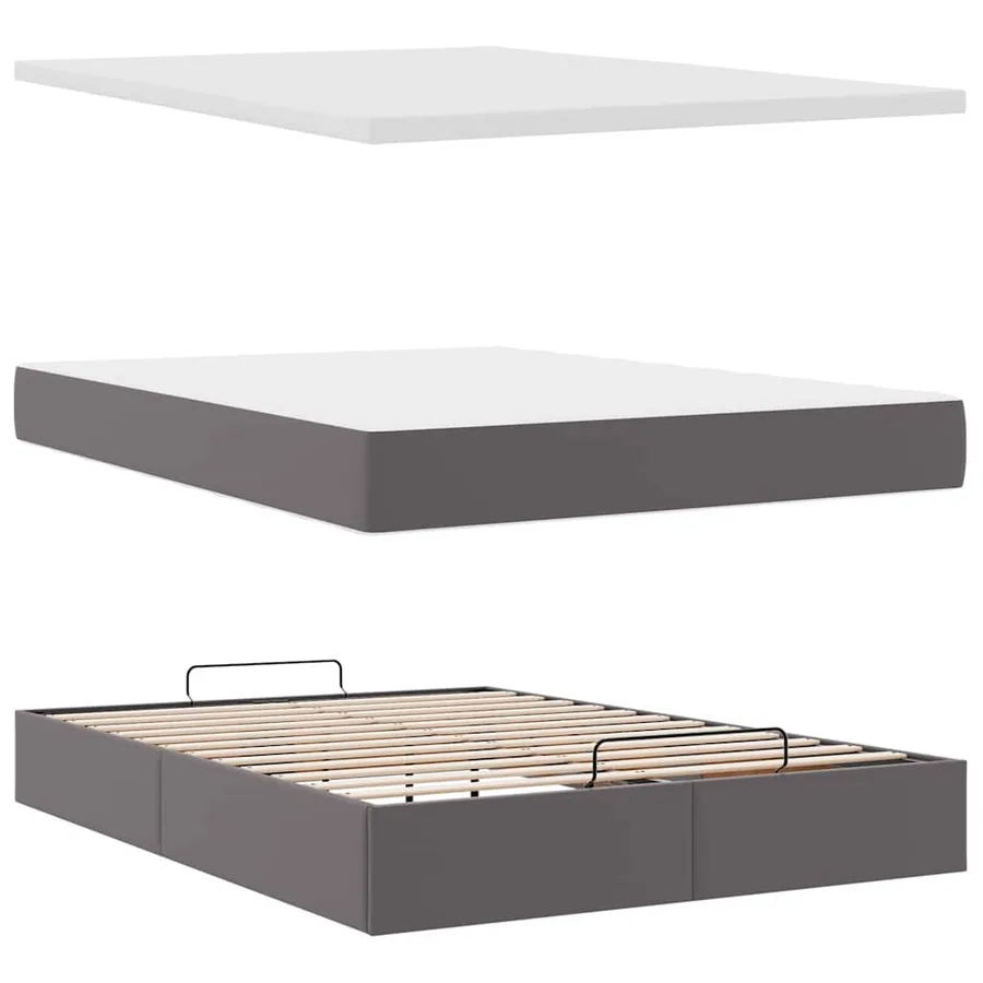 Lit ottoman avec matelas & LED Gris 140x200cm similicuir - 12