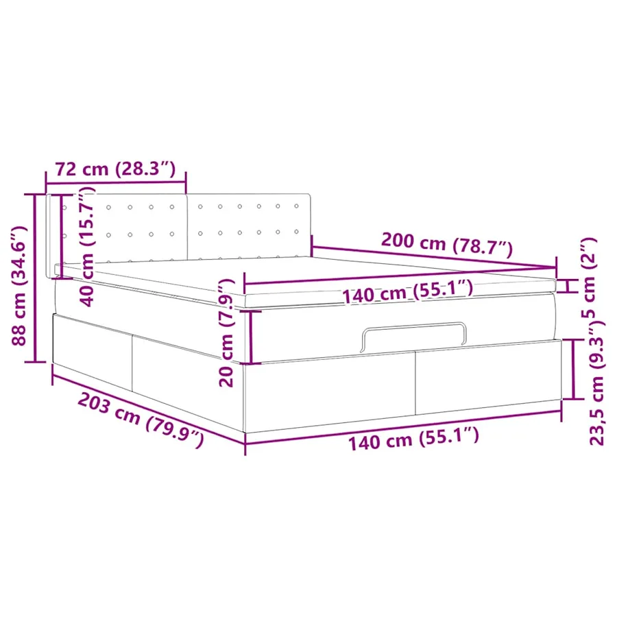 Lit ottoman avec matelas & LED Gris 140x200cm similicuir - 18