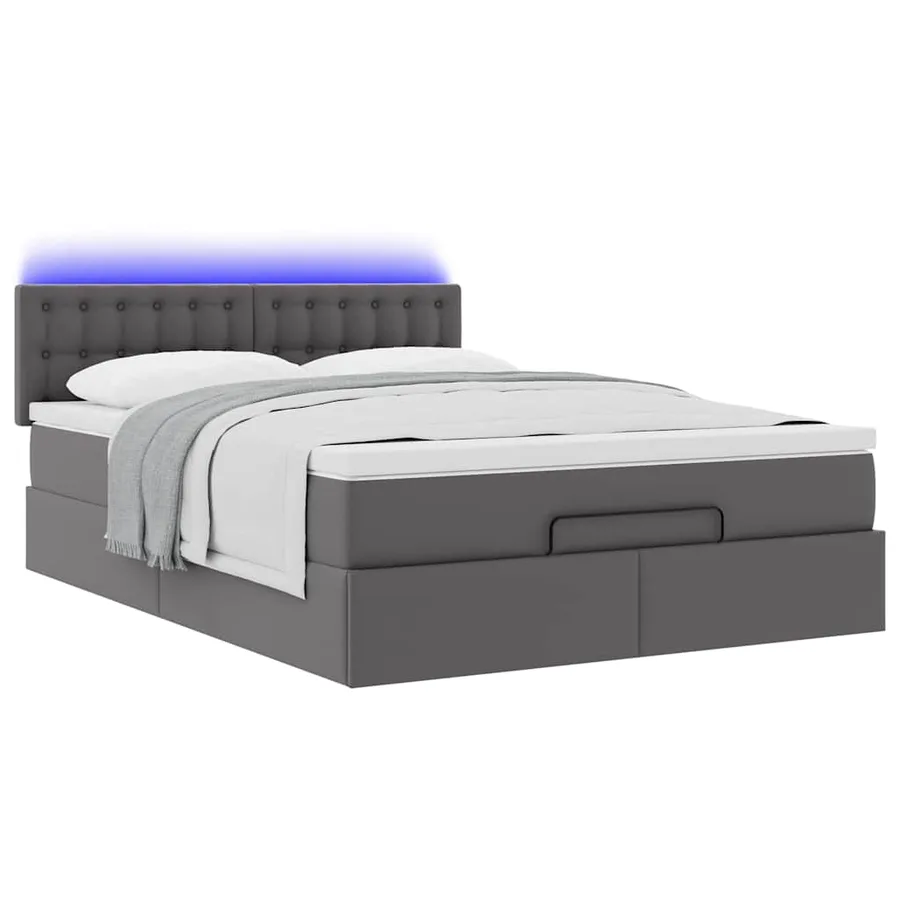 Lit ottoman avec matelas & LED Gris 140x200cm similicuir - 6