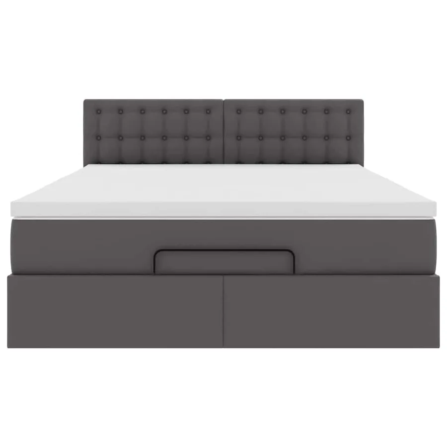 Lit ottoman avec matelas & LED Gris 140x200cm similicuir - 8