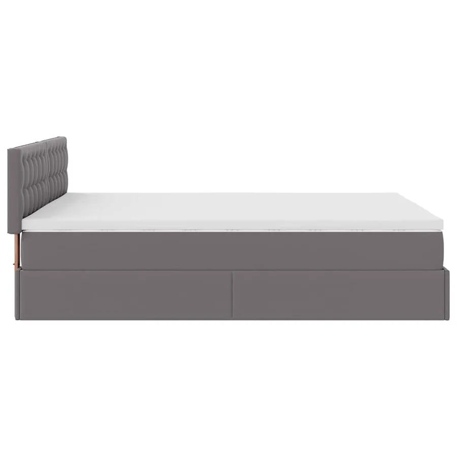 Lit ottoman avec matelas & LED Gris 140x200cm similicuir - 9