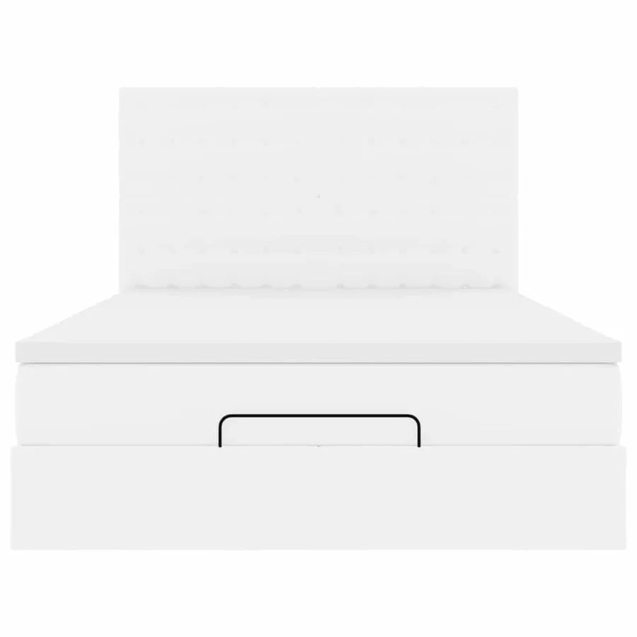 Cadre de lit ottoman avec matelas blanc 140x200 cm similicuir - 8