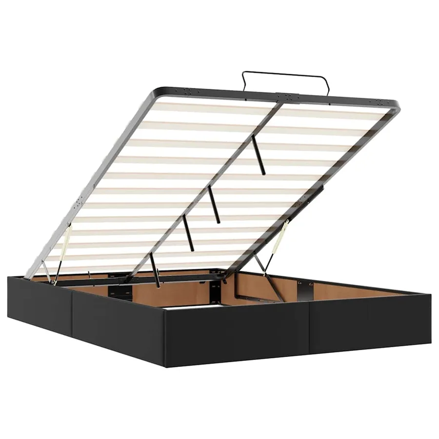 Lit ottoman avec matelas & LED Noir 140x200cm similicuir - 11