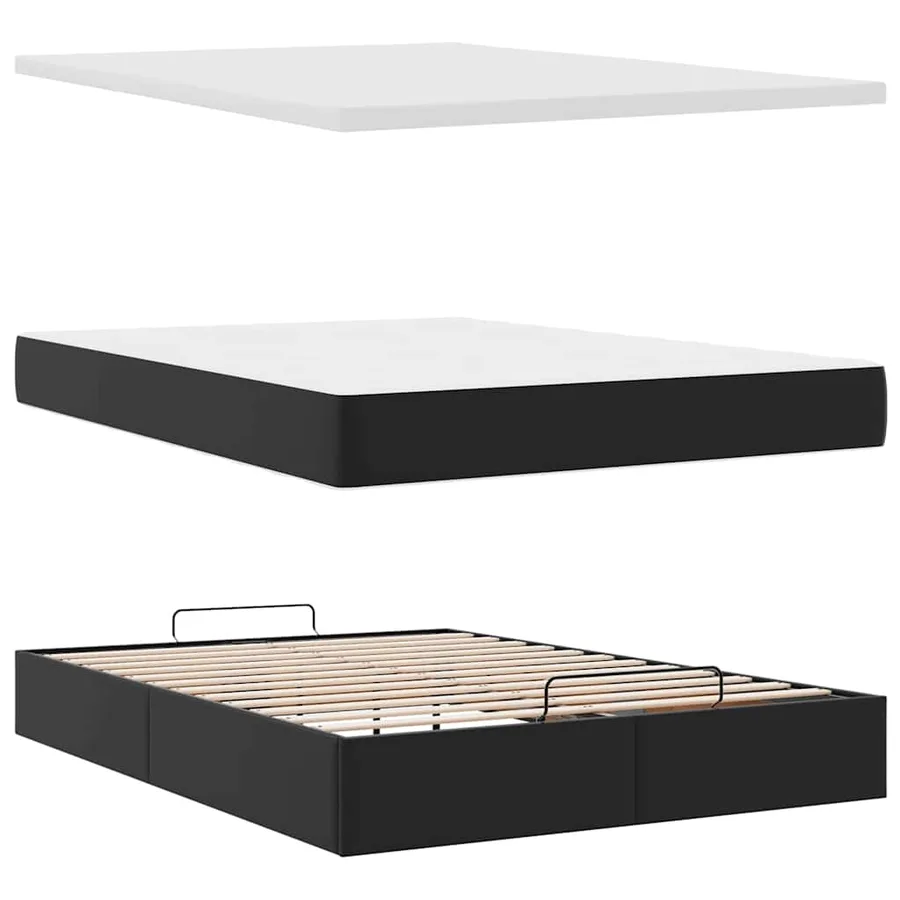 Lit ottoman avec matelas & LED Noir 140x200cm similicuir - 12