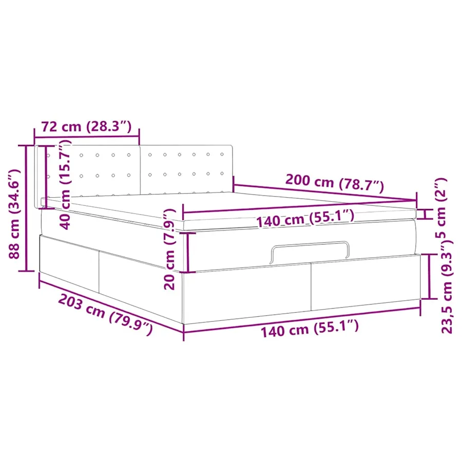 Lit ottoman avec matelas & LED Noir 140x200cm similicuir - 18
