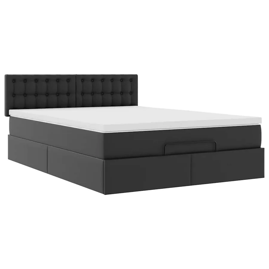 Lit ottoman avec matelas & LED Noir 140x200cm similicuir - 7