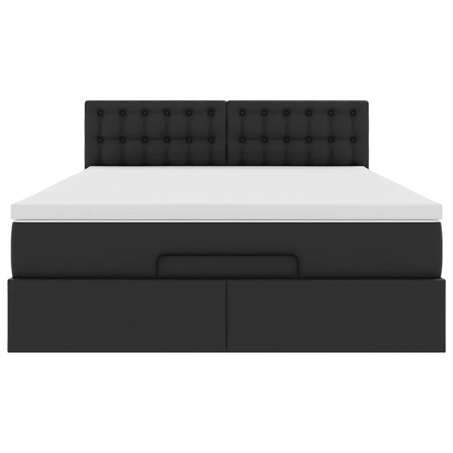 Lit ottoman avec matelas & LED Noir 140x200cm similicuir - 8