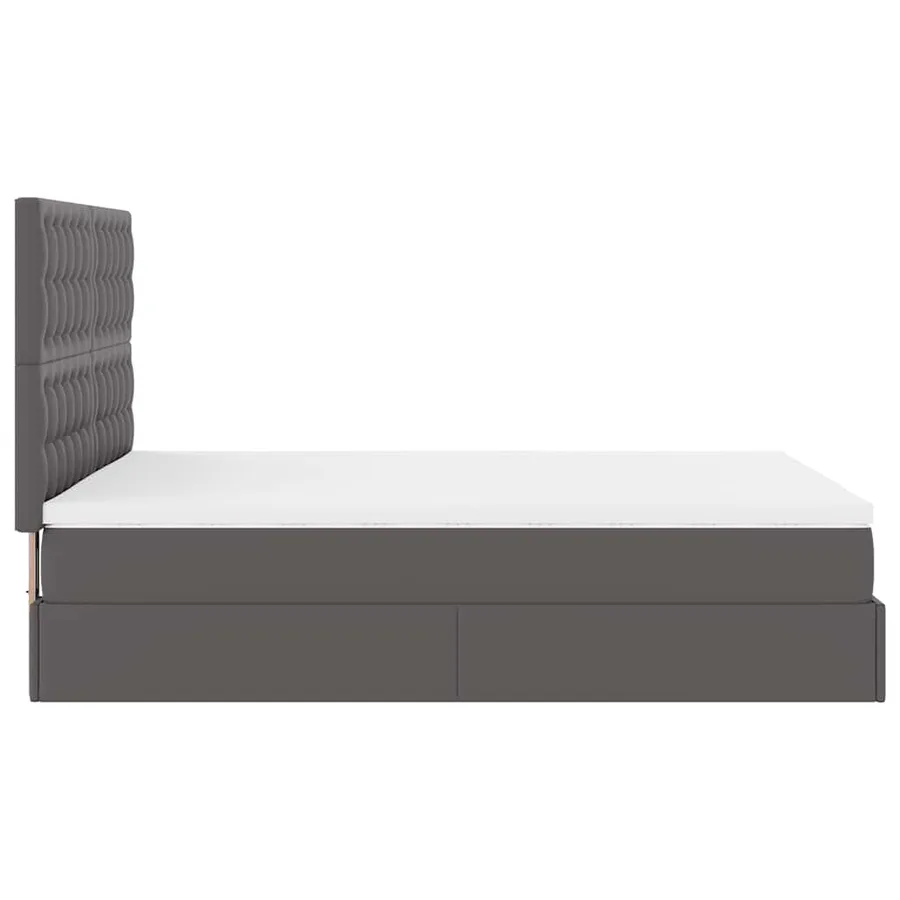 Cadre de lit ottoman avec matelas gris 140x200 cm similicuir - 10