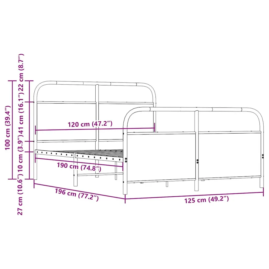 Cadre de lit sans matelas 120x190 cm chêne marron - 9