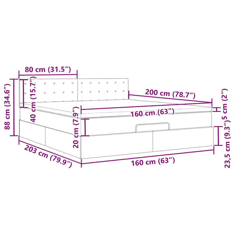 Lit ottoman avec matelas & LED Noir 160x200cm similicuir - 18