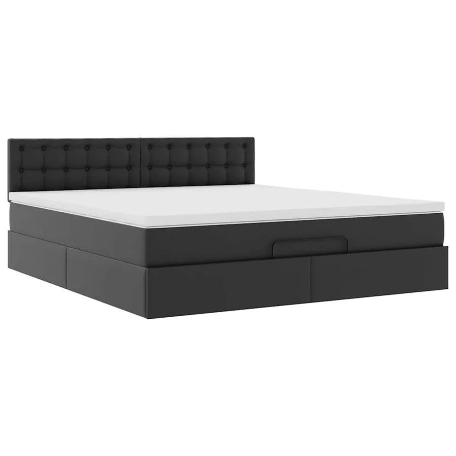 Lit ottoman avec matelas & LED Noir 160x200cm similicuir - 7