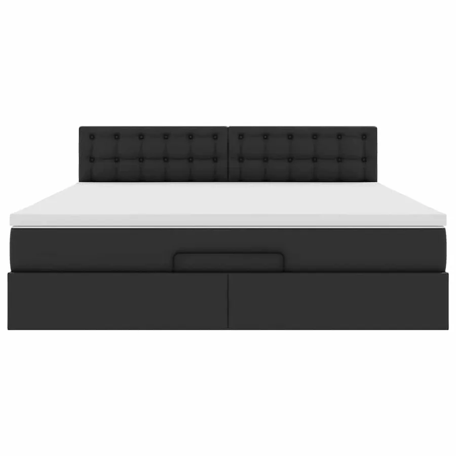 Lit ottoman avec matelas & LED Noir 160x200cm similicuir - 8