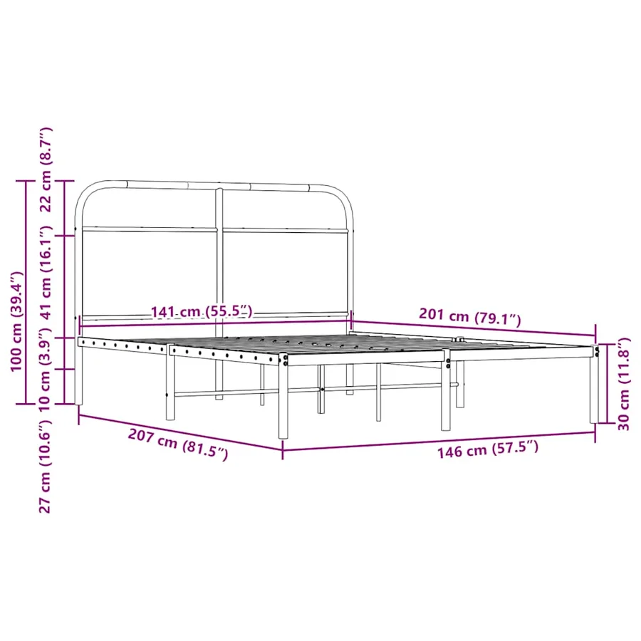 Cadre de lit sans matelas 140x200 cm chêne marron - 9