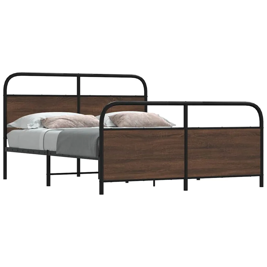 Cadre de lit en métal sans matelas chêne marron 160x200 cm