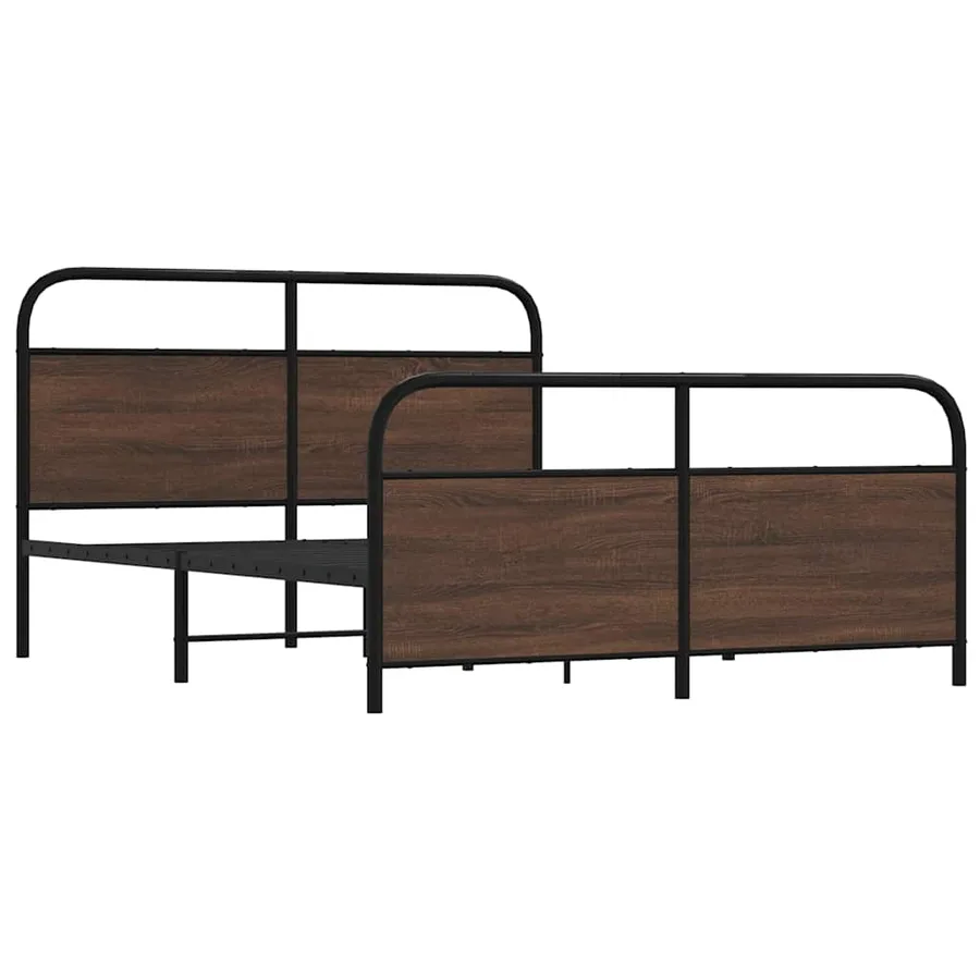 Cadre de lit en métal sans matelas chêne marron 160x200 cm - 3