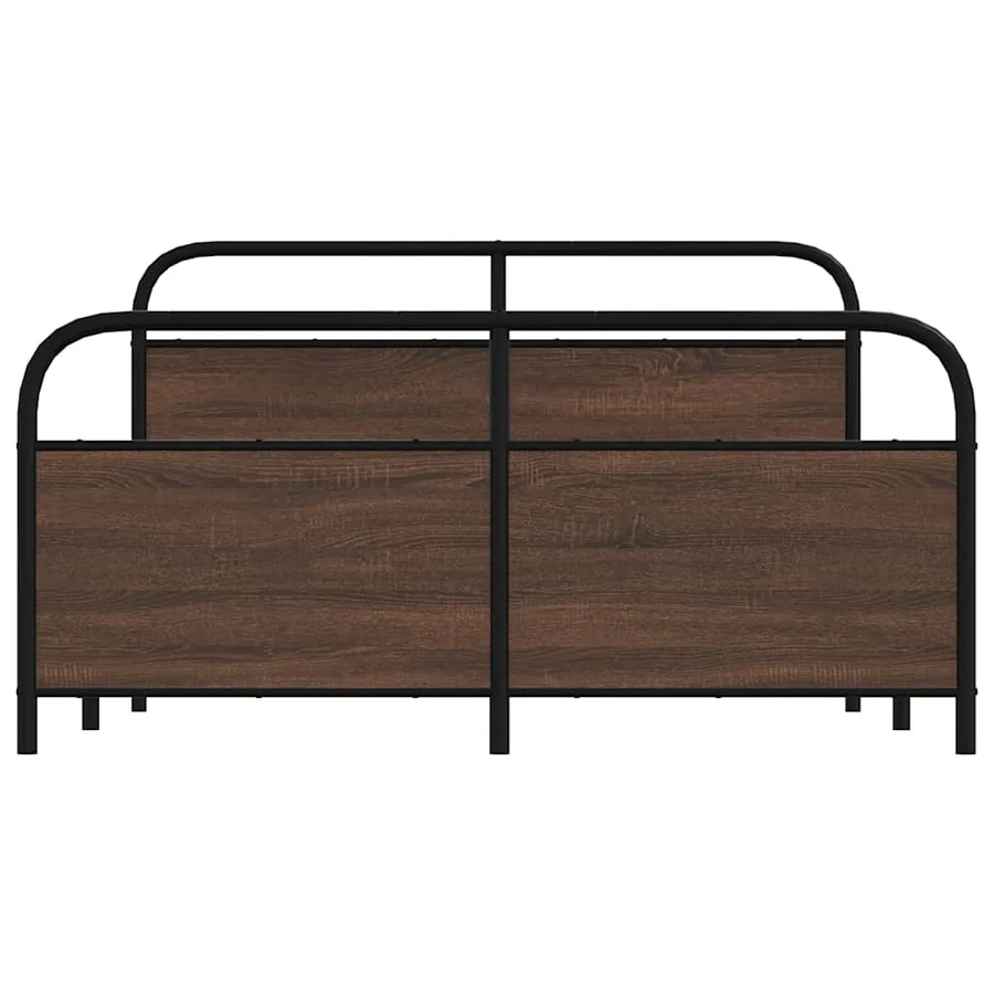 Cadre de lit en métal sans matelas chêne marron 160x200 cm - 5