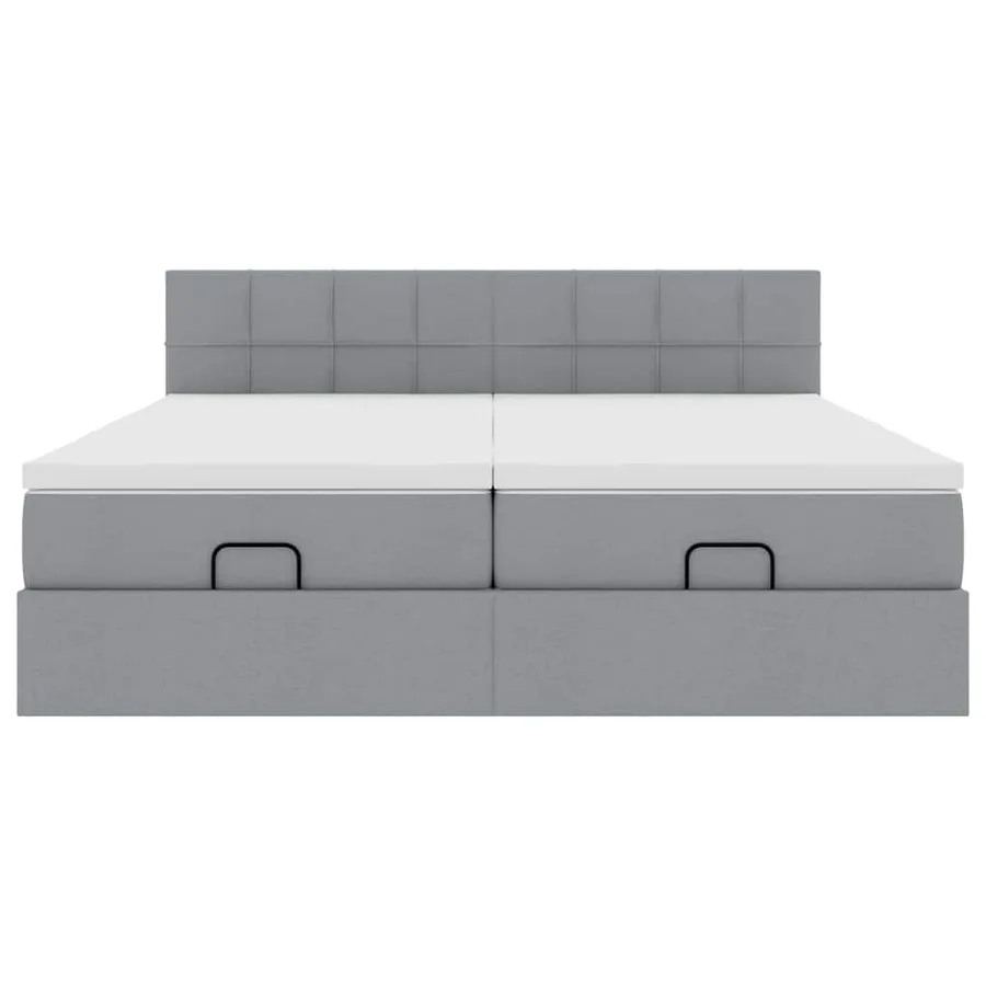 Cadre de lit ottoman et matelas gris clair 180x200cm tissu - 7