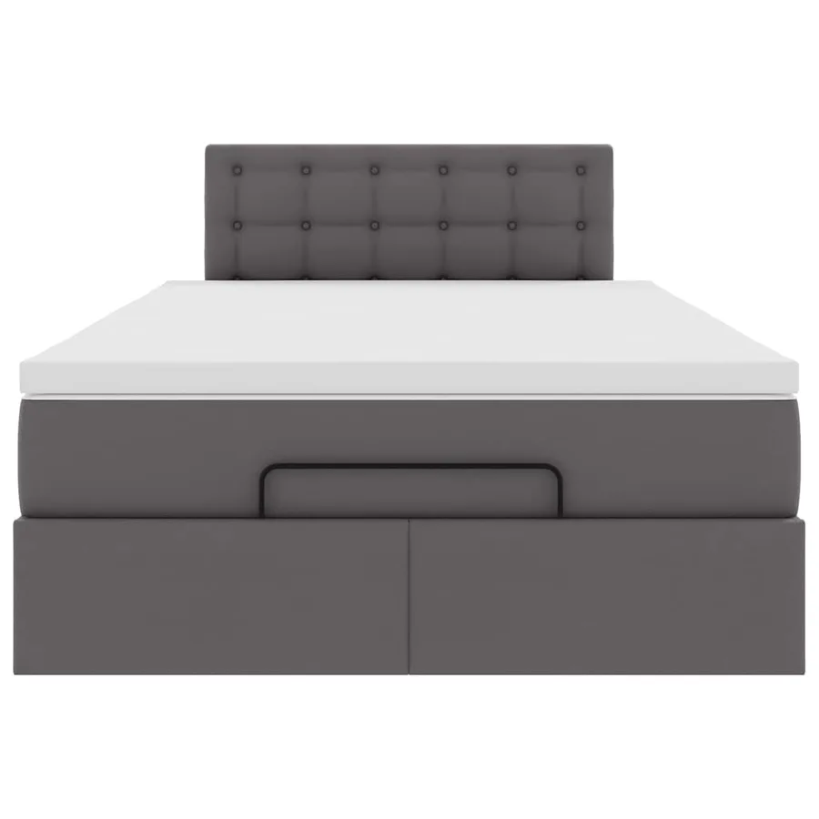 Cadre de lit ottoman avec matelas gris 120x200 cm similicuir - 7