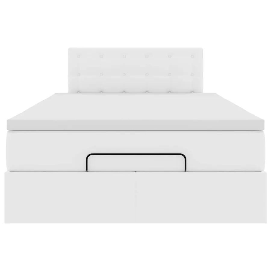 Cadre de lit ottoman et matelas blanc pur 120x200 cm similicuir - 8