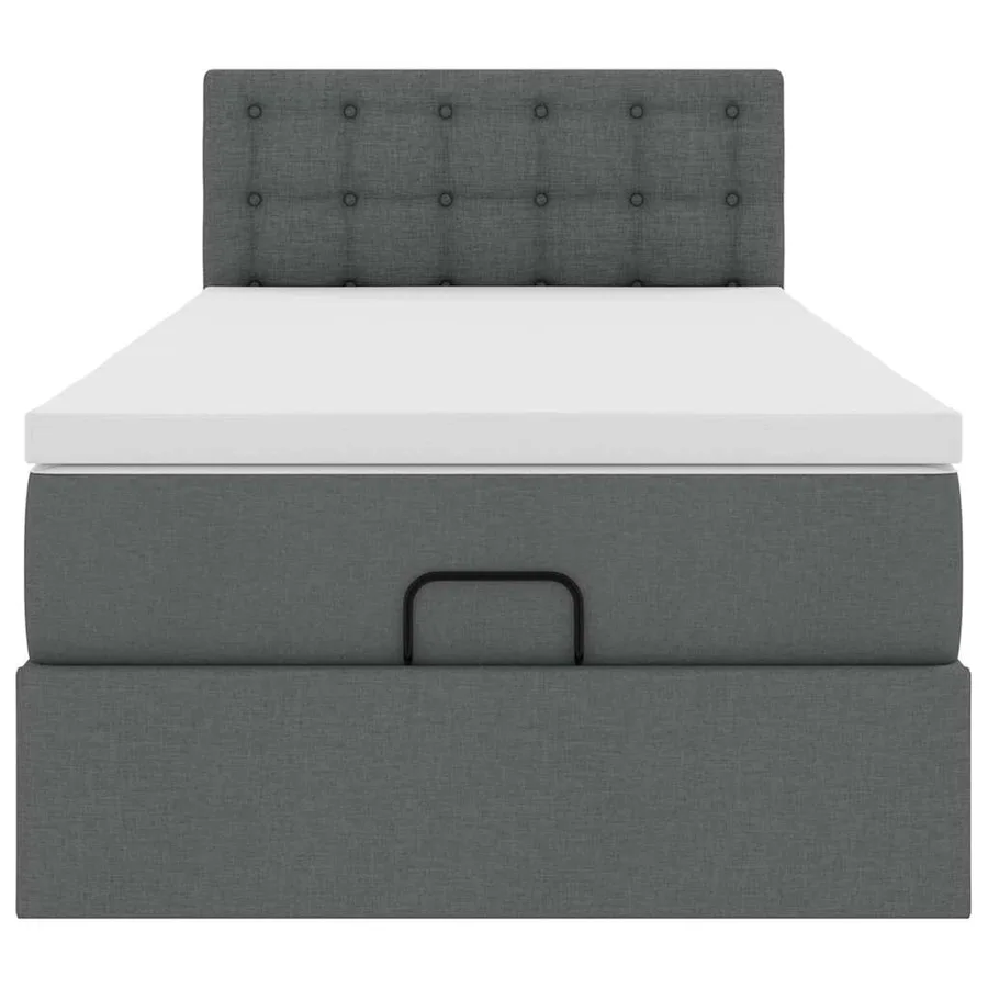 Lit ottoman avec matelas et LED gris foncé 90x200 cm tissu - 8