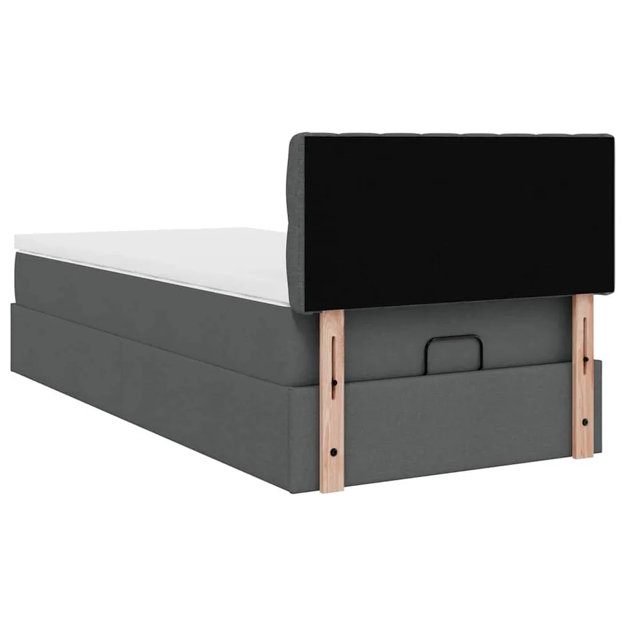 Lit ottoman avec matelas et LED gris foncé 90x200 cm tissu - 12