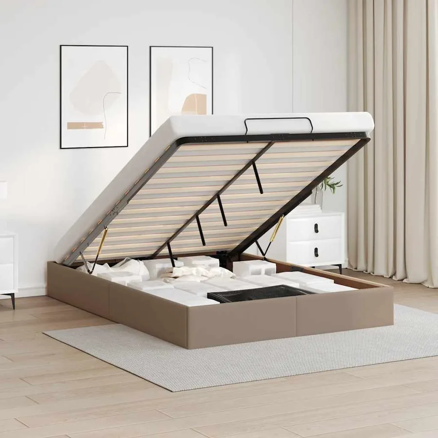 Cadre de lit ottoman sans matelas cappuccino 140x190 cm