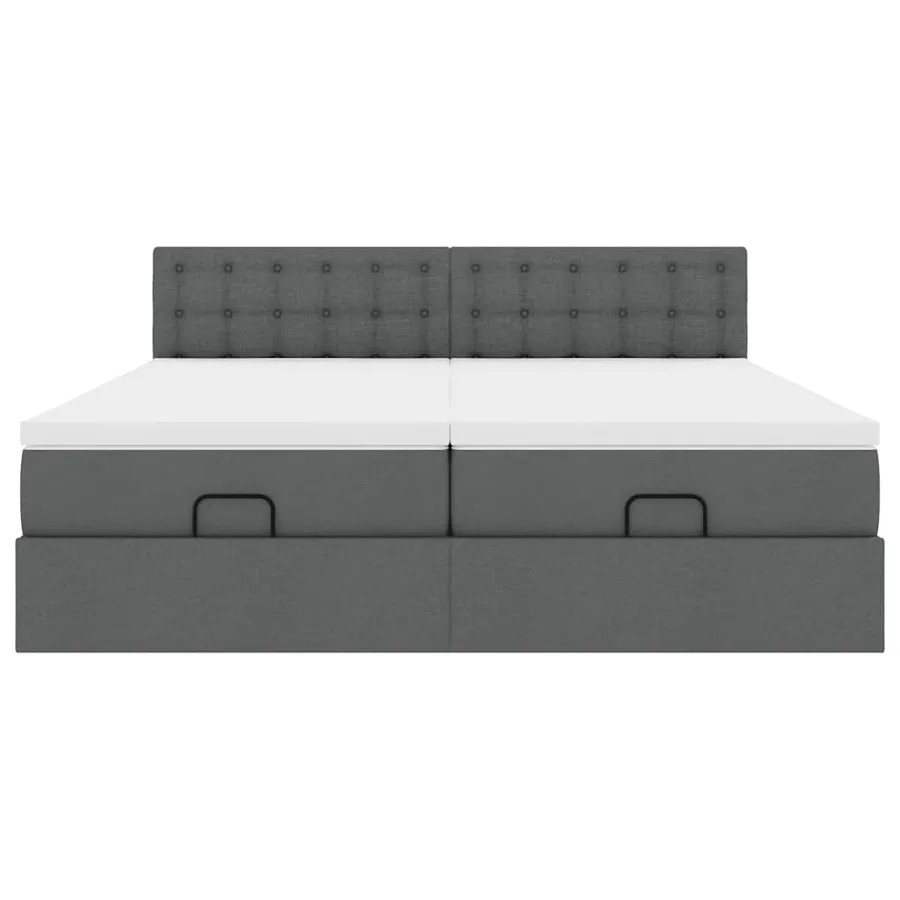 Cadre de lit ottoman avec matelas gris foncé 180x200cm tissu - 8