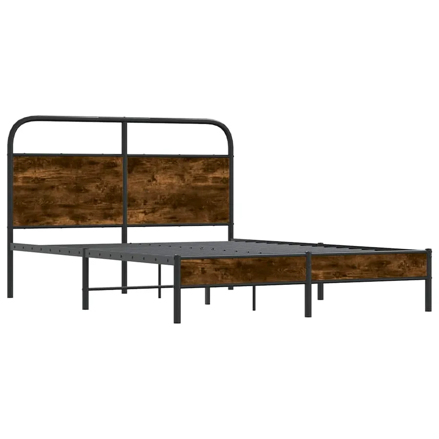 Cadre de lit sans matelas 135x190 cm chêne fumé bois ingénierie - 4