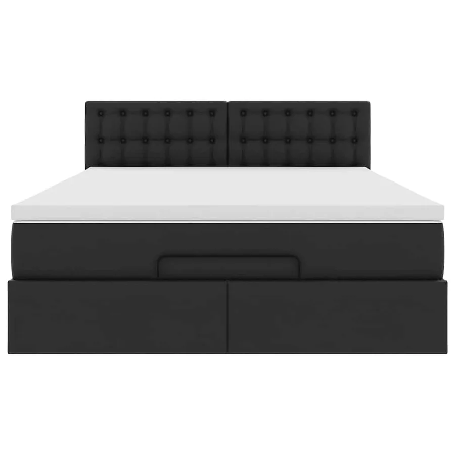 Cadre de lit ottoman avec matelas noir 140x190 cm similicuir - 7