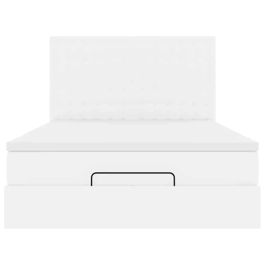 Cadre de lit ottoman avec matelas blanc 140x190 cm similicuir - 7