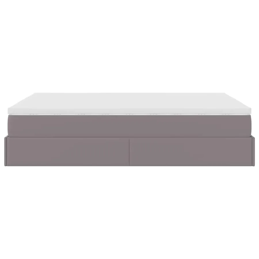 Cadre de lit ottoman avec matelas gris 140x190 cm similicuir - 9