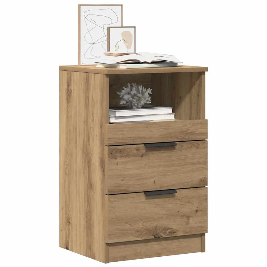 Tables de chevet 2 pcs chêne artisanal bois d'ingénierie - 10
