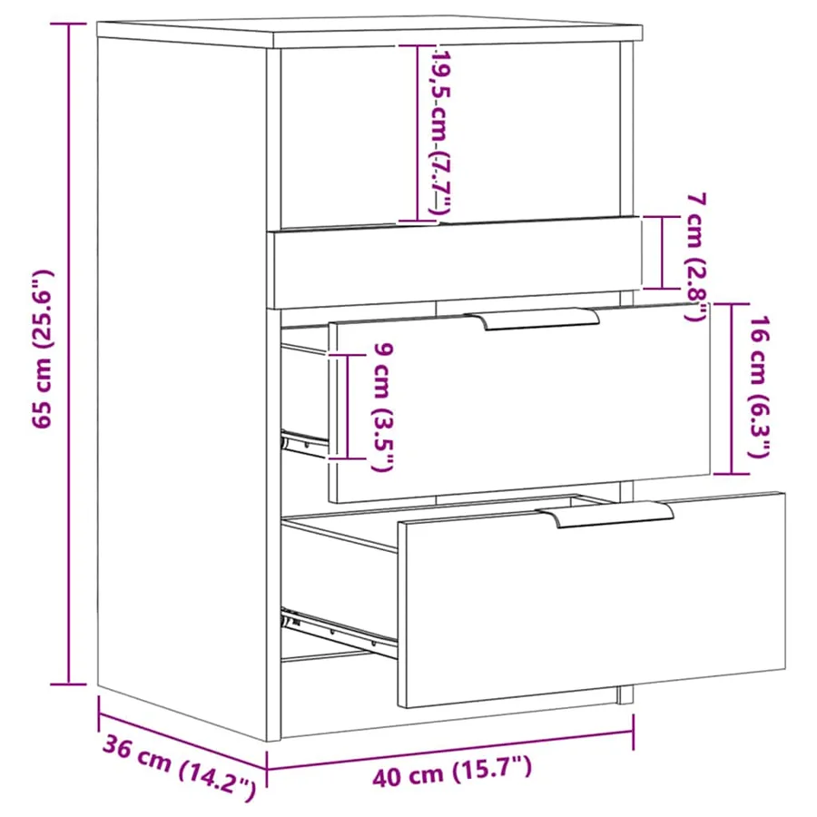 Tables de chevet 2 pcs chêne artisanal bois d'ingénierie - 14