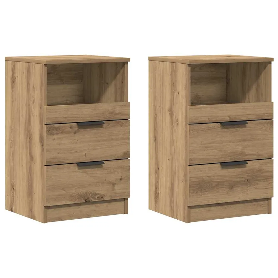 Tables de chevet 2 pcs chêne artisanal bois d'ingénierie - 2