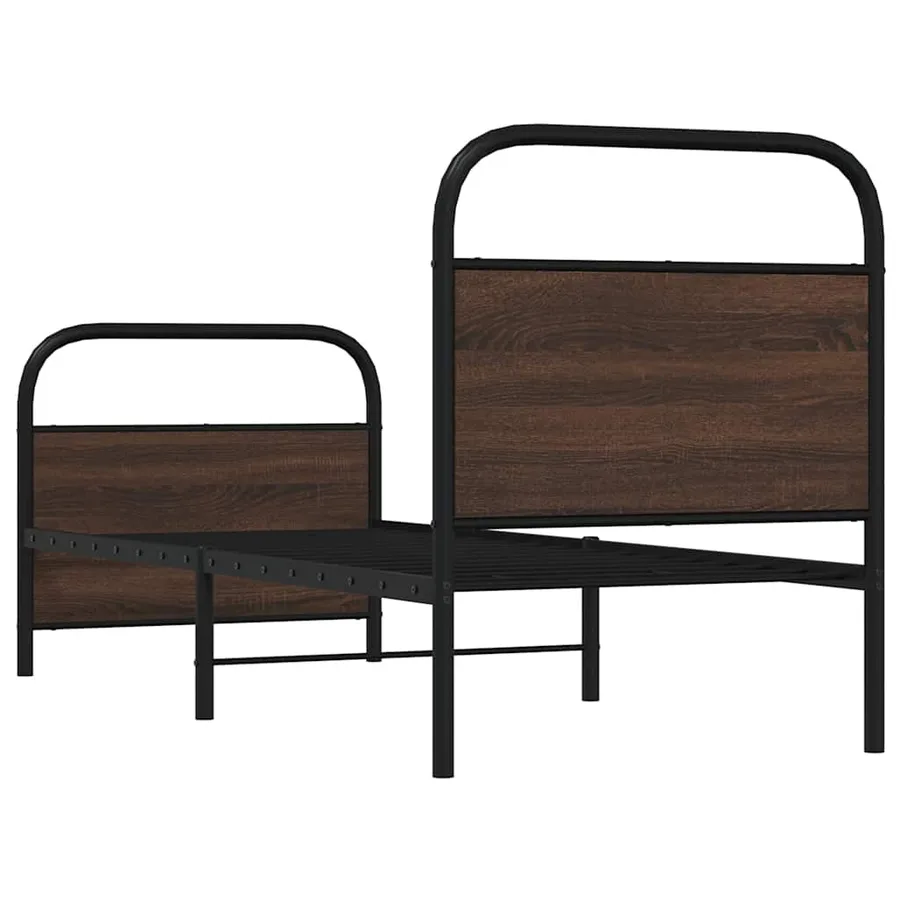 Cadre de lit sans matelas 75x190cm chêne marron bois ingénierie - 7