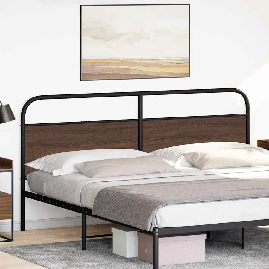 Tête de lit de remplacement chêne marron 180 cm acier et bois d'ingénierie - 2