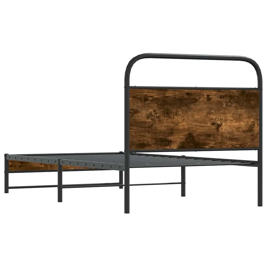 Cadre de lit sans matelas 100x200 cm chêne fumé bois ingénierie - 7