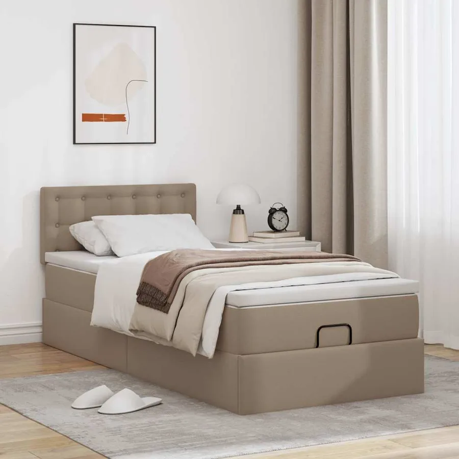 Lit ottoman et matelas cappuccino 100x200cm similicuir - 3