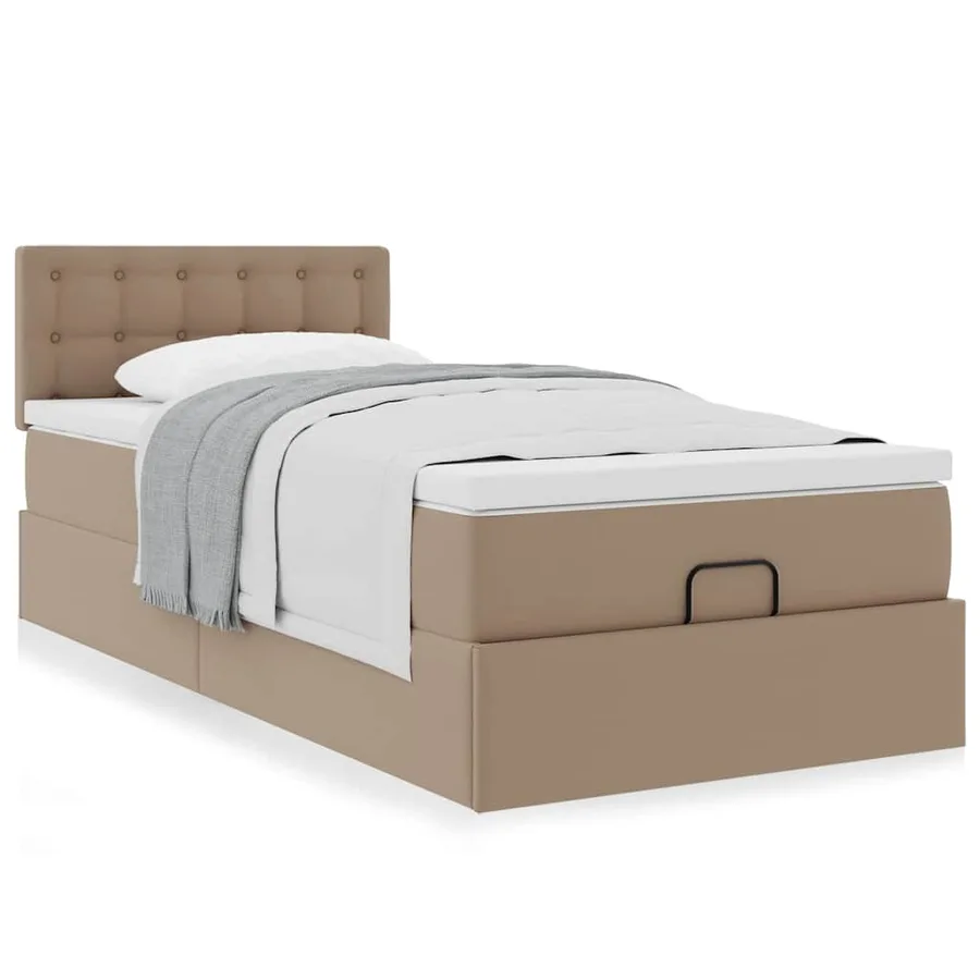 Lit ottoman et matelas cappuccino 100x200cm similicuir - 4