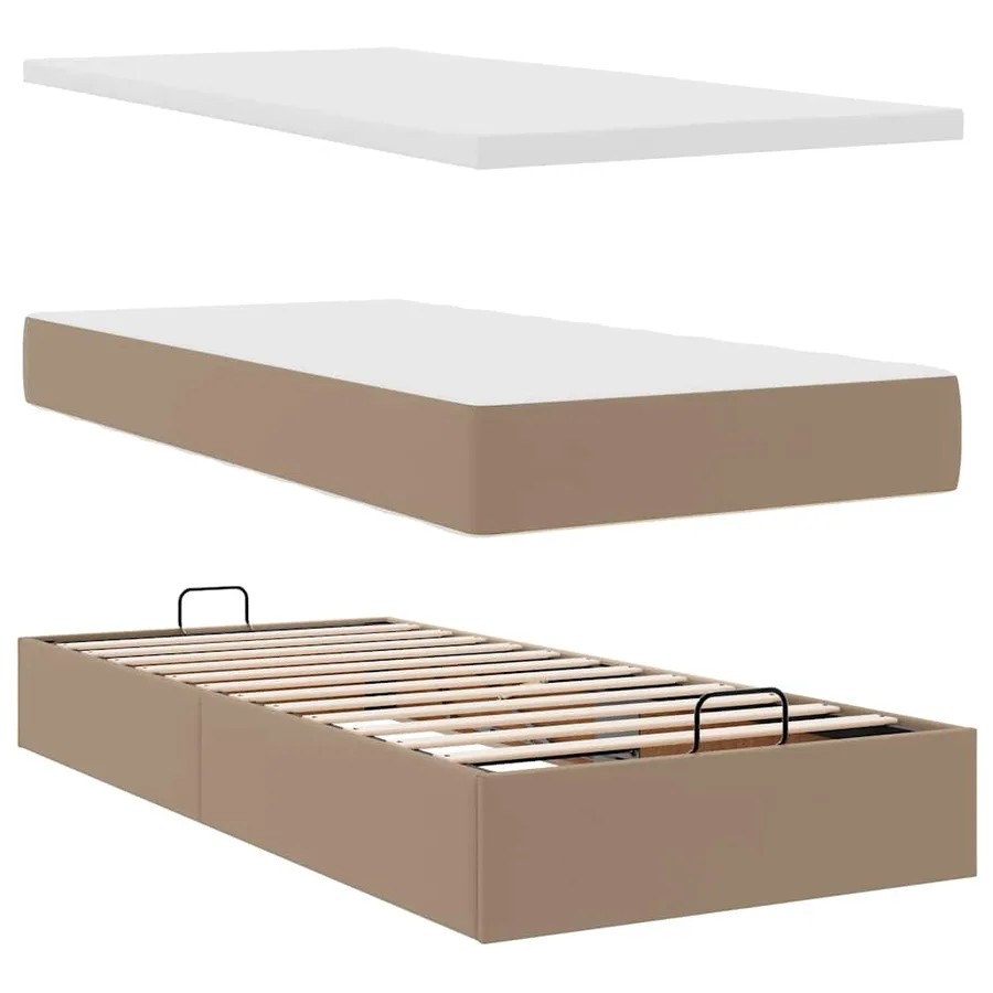 Lit ottoman et matelas cappuccino 100x200cm similicuir - 8