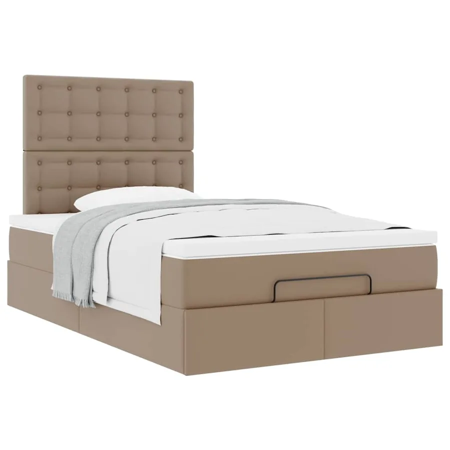 Cadre de lit ottoman et matelas cappuccino 120x200cm similicuir - 4
