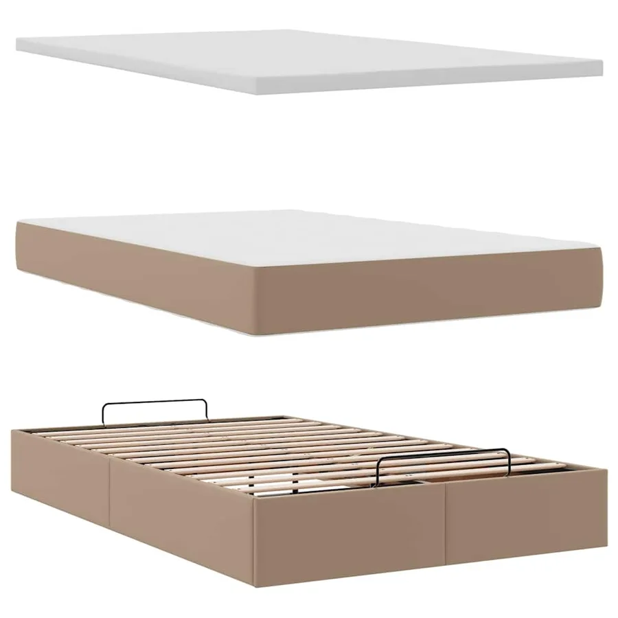 Cadre de lit ottoman et matelas cappuccino 120x200cm similicuir - 8