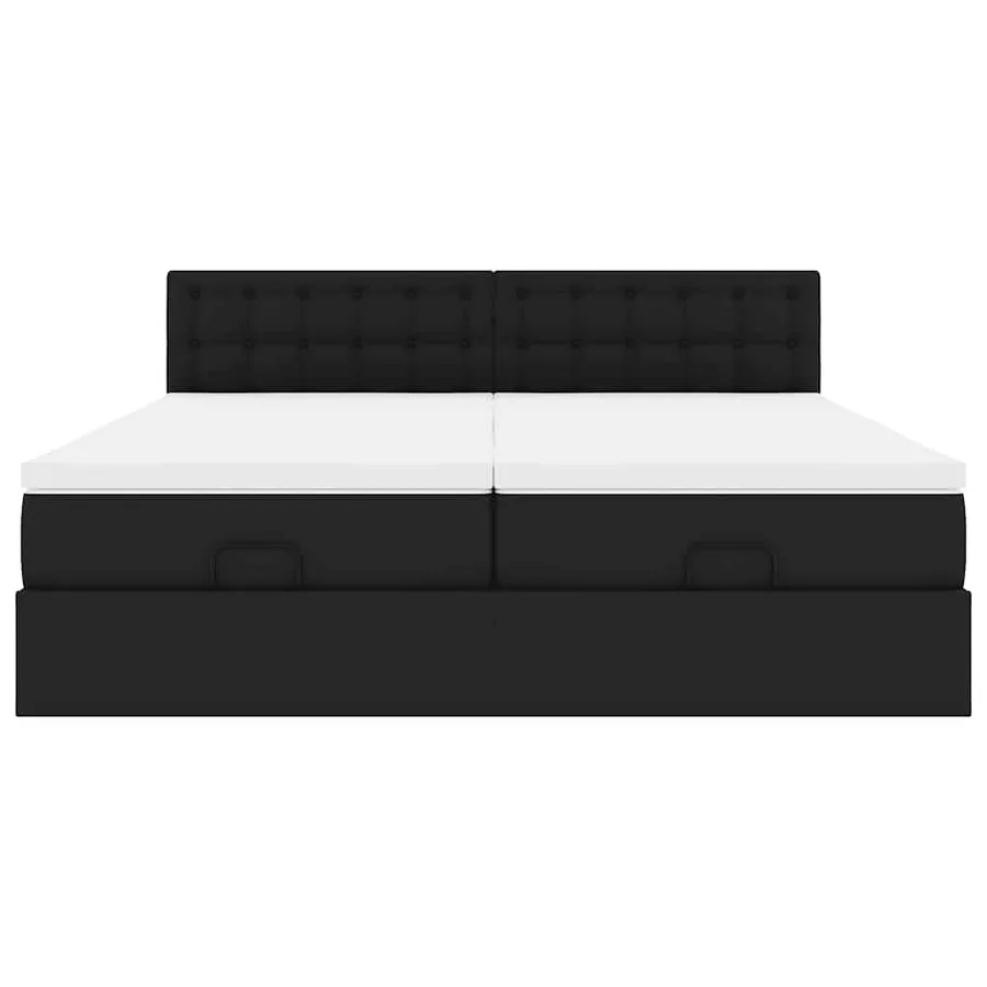 Cadre de lit ottoman avec matelas noir 180x200 cm similicuir - 7